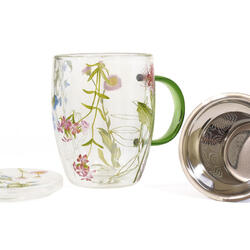 Doppelwandiges Teeglas mit Edelstahlsieb – 350 ml