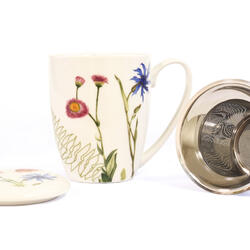 Tasse mit Sieb und Deckel – Wiesenblumen