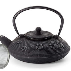 Gusseisen-Teekanne mit Sieb 750 ml - schwarzes Dekor